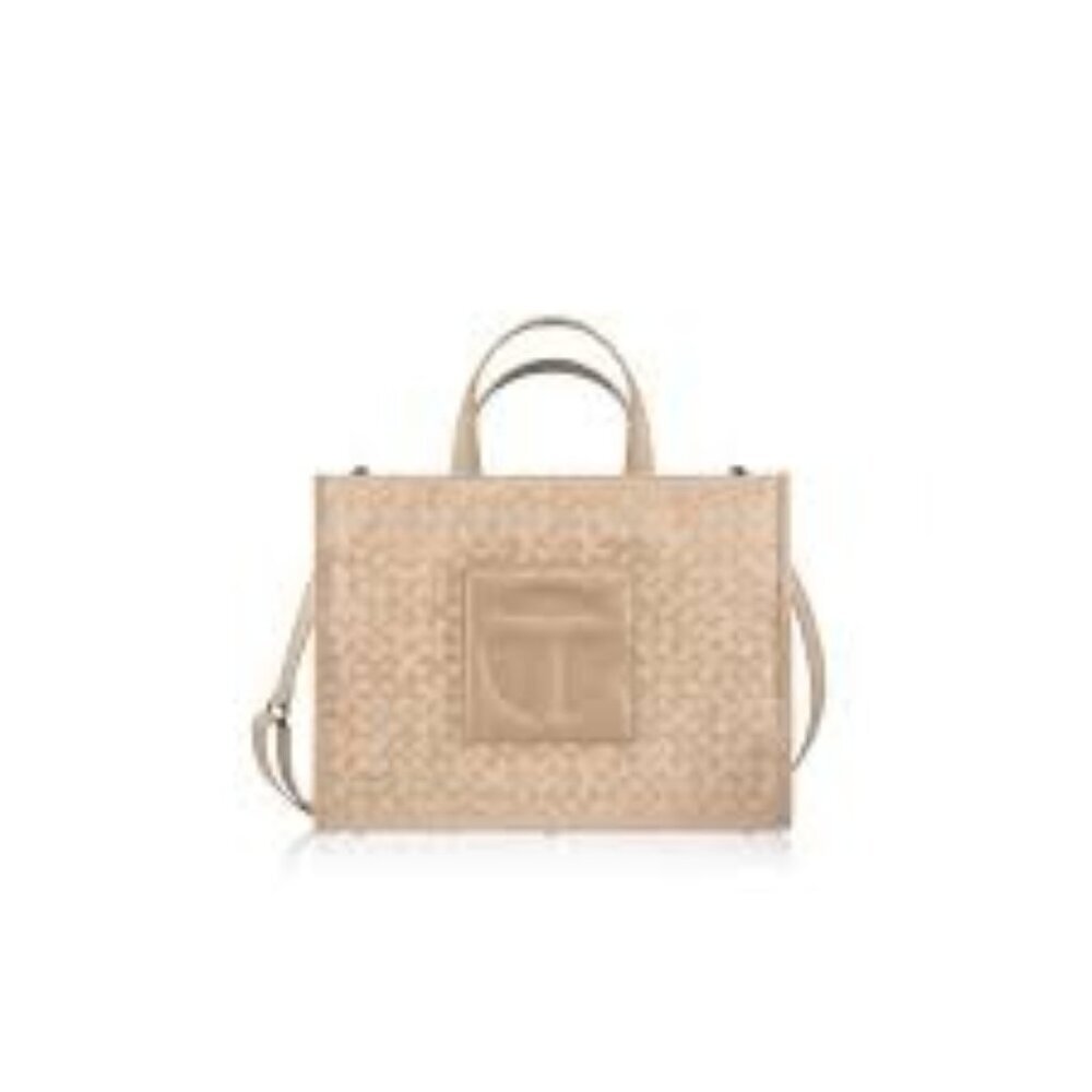 Telfar Medium Cream Jacquard Monogram Shopper Tote